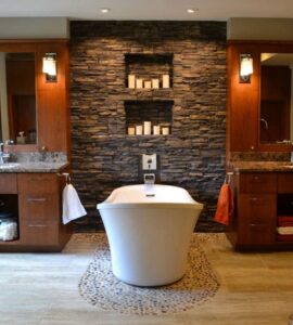 Attractive Natural Stone Wall Cladding of Bathroom