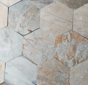 Beige Shade Autumn Hexagon Natural Stones for Cladding or Paving