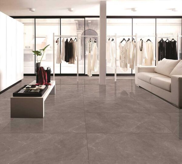 The Revlon Grey GVT Floor Tiles by Kajaria Looks Charm in Bedroom