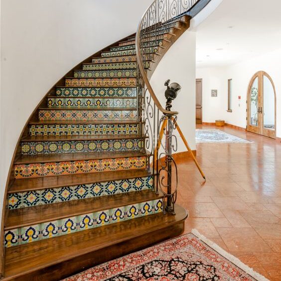 Mediterranean Staircase Steps and Riser Tiles
